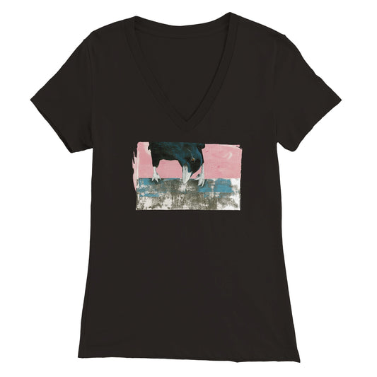 Peeking Crow Premium Womens V-Neck T-shirt